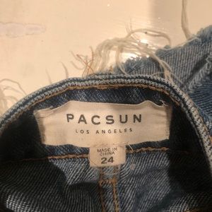 denim skirt with a destressed hem